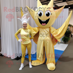 Gold Tooth Fairy mascot costume character dressed with a Yoga Pants and Shoe laces
