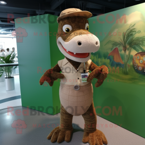 Brown Crocodile mascot costume character dressed with a Trousers and Keychains