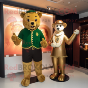 Gold Guinness mascot costume character dressed with a Henley Shirt and Mittens
