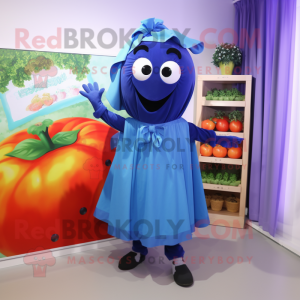 Blue Tomato mascot costume character dressed with a Skirt and Scarf clips