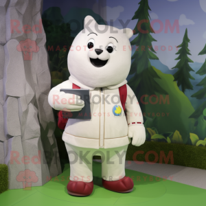 White Raspberry mascot costume character dressed with a Hoodie and Wallets