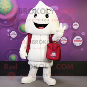 White Raspberry mascot costume character dressed with a Hoodie and Wallets