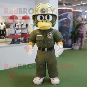 Olive American Football Helmet mascot costume character dressed with a Vest and Brooches