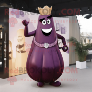 Rust Eggplant mascot costume character dressed with a Evening Gown and Cufflinks