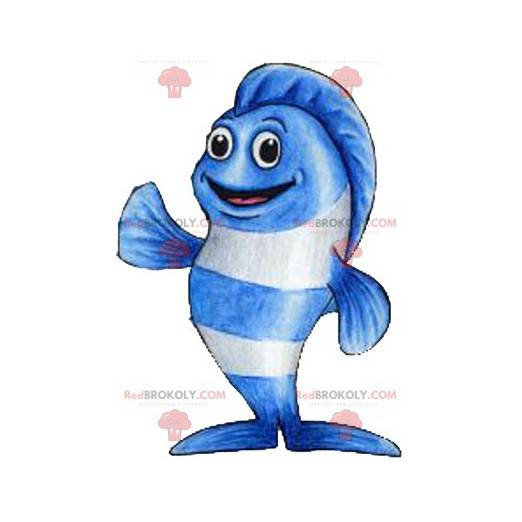 Mascotte de poisson géant bleu et blanc très réussi -