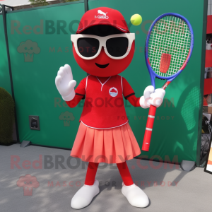 Röd tennisracket maskot...