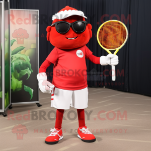 Rød tennisketcher maskot...