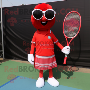 Rød tennisracket maskot...