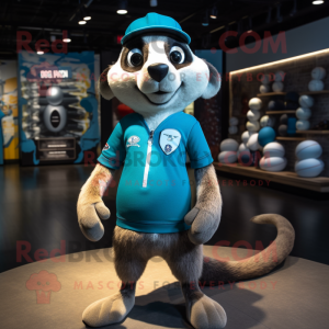 Cyan Meerkat maskot kostume...