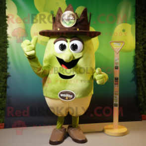 Olive King mascot costume character dressed with a Button-Up Shirt and Hats