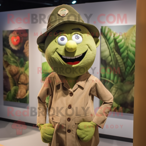 Olive King mascot costume character dressed with a Button-Up Shirt and Hats