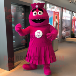 Magenta Wrist Watch mascot costume character dressed with a Empire Waist Dress and Foot pads