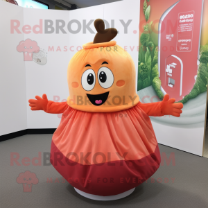 Peach Beet mascot costume character dressed with a Dress and Shawls