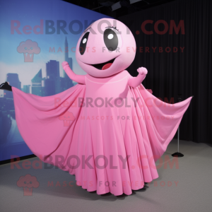 Pink Whale mascot costume character dressed with a Maxi Dress and Hair clips