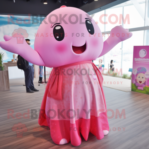 Pink Whale maskot kostume...