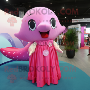 Pink Whale maskot kostume...