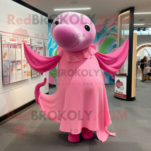 Pink Whale maskot kostume...