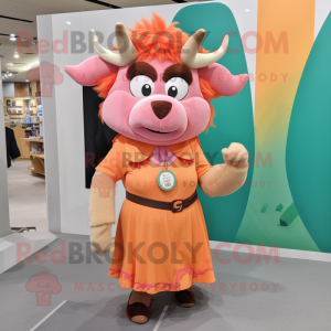 Peach Bison maskot kostume...