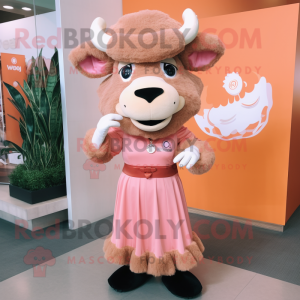 Peach Bison maskot kostume...