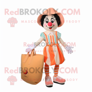 Peach Mime mascot costume character dressed with a Shorts and Tote bags