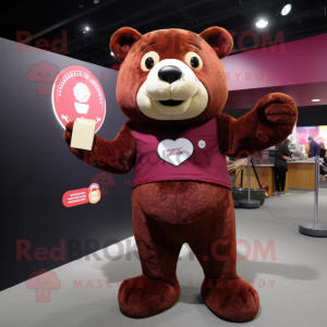 Maroon Bear maskot kostume...