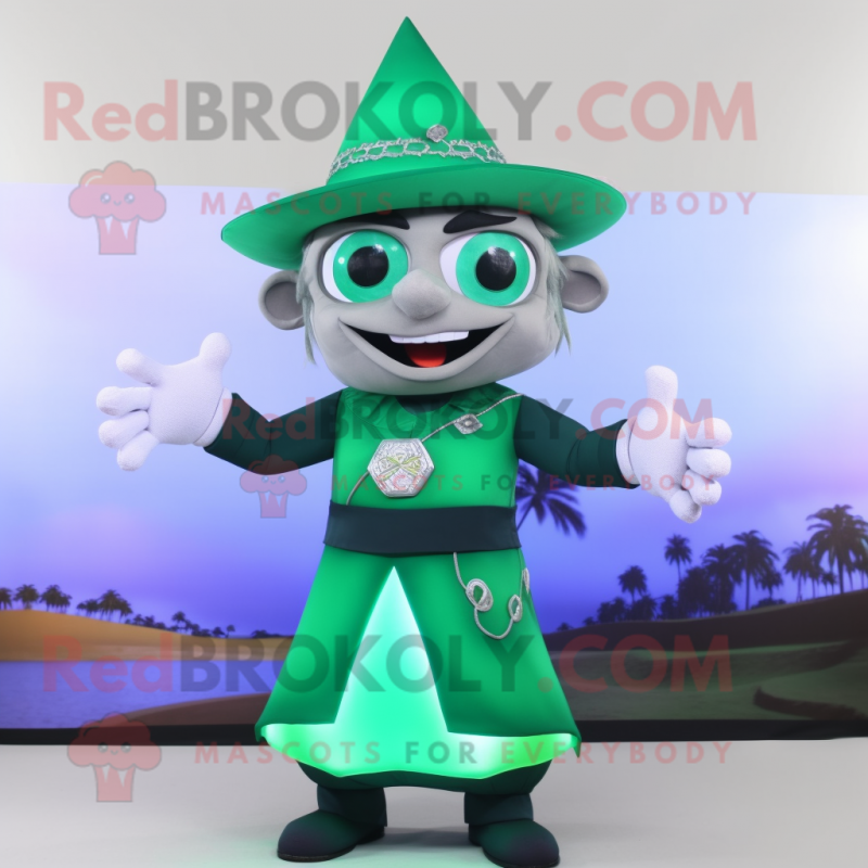 Forest Green Magician mascot costume character dressed with a Bikini and Bracelets Forest Green Magician mascot costume character dressed with a Bikini and Bracelets