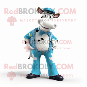 Cyan Holstein Cow mascotte...