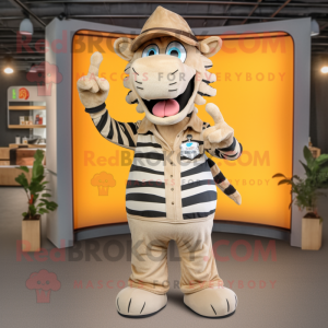 Tan Zebra mascot costume character dressed with a Bootcut Jeans and Keychains