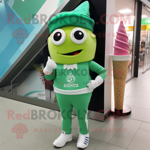 Green Ice Cream Cone maskot...