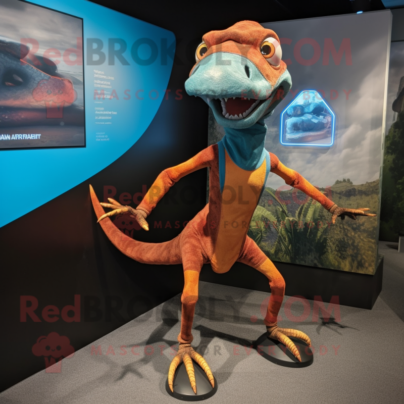 Rust Dimorphodon mascot costume character dressed with a Running Shorts and Gloves Rust Dimorphodon mascot costume character dressed with a Running Shorts and Gloves