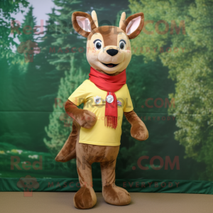 Brown Deer mascot costume character dressed with a Oxford Shirt and Scarves