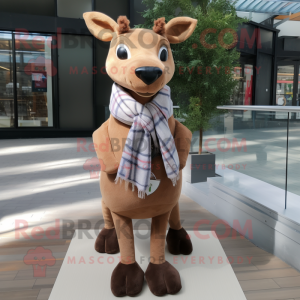 Brown Deer mascot costume character dressed with a Oxford Shirt and Scarves