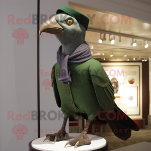 Olive Passenger Pigeon mascot costume character dressed with a Turtleneck and Ties