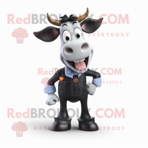 Svart Guernsey Cow maskot...
