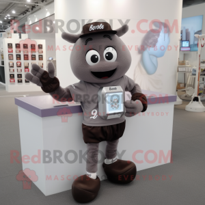 Gray Chocolate Bar mascot costume character dressed with a Joggers and Bracelet watches