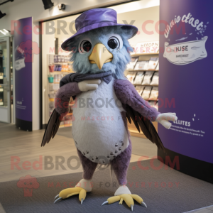 Lavendel Hawk maskot kostym...