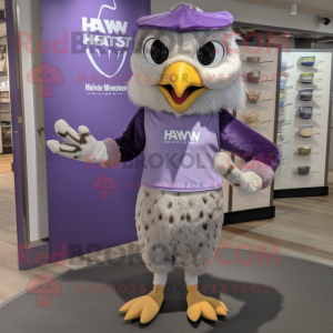 Lavendel Hawk maskot kostym...