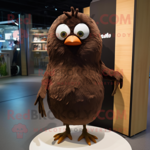 Brown Blackbird mascot costume character dressed with a Skinny Jeans and Wraps