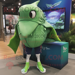 Green Manta Ray mascotte...