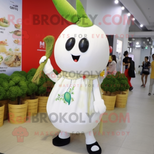 White Radish mascot costume character dressed with a Culottes and Necklaces