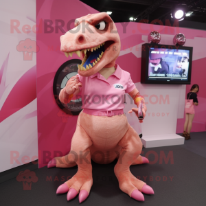 Postava maskota Pink T Rex...
