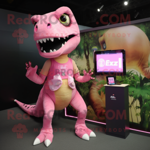 Pink T Rex maskot kostume...