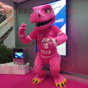 Pink T Rex maskot kostume...