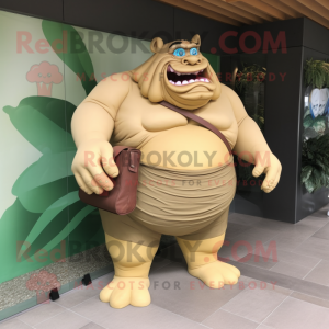 Tan Ogre maskot kostym...