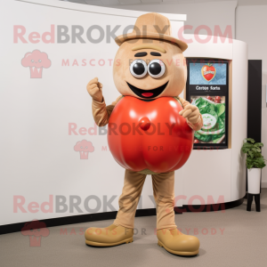 Tan Tomato mascot costume character dressed with a Bootcut Jeans and Watches