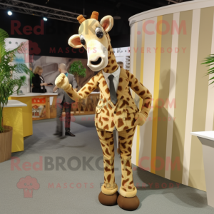 nan Giraffe mascot costume character dressed with a Playsuit and Pocket squares