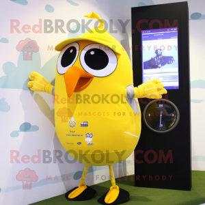 Gul Blackbird maskot drakt...