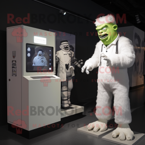 White Frankenstein'S Monster mascot costume character dressed with a Playsuit and Watches