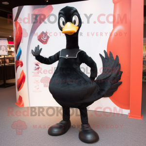 Black Swan mascot costume character dressed with a Bootcut Jeans and Wraps
