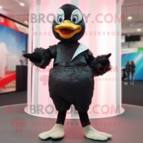 Black Swan mascot costume character dressed with a Bootcut Jeans and Wraps